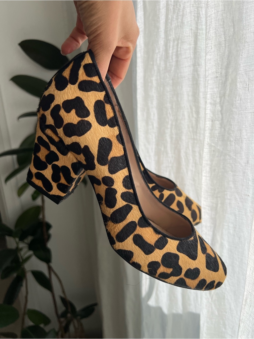 Dune London Leopard-Print Block Heel Pumps in Tan and Black